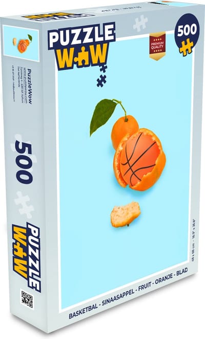 Puzzel Basketbal - Sinaasappel - Fruit - Oranje - Blad - Legpuzzel - Puzzel 500 stukjes