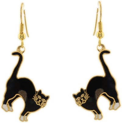 Behave - Oorhangers met kattenhanger zwart - Vintage expressie