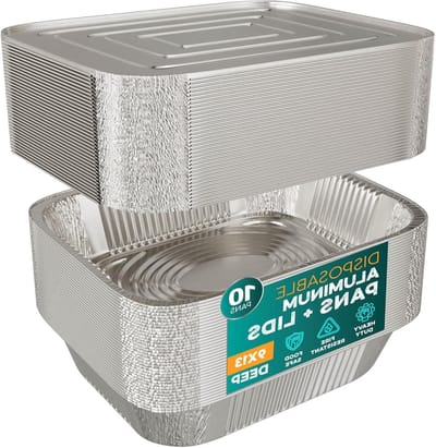 Aluminium Bakvormen - Folie Bakplaten - Bakken en Braden - Stapelbaar en Stevig - 10 Sets 9x13 - Grijs