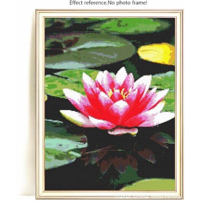 Peinture diamant 5D à faire soi-même, motif fleur de lotus, broderie complète ronde, photos en strass 20X30 beige