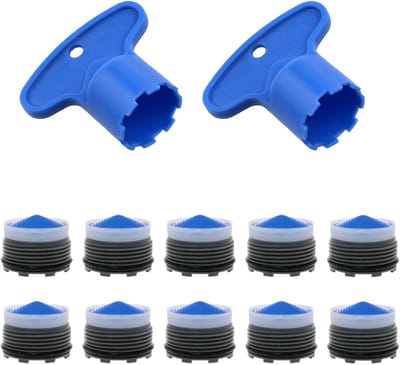 10 stuks - beluchter - beluchter met 2 moersleutel - beluchter voor kranen - waterbesparende perlator - kraanzeefje beluchter - Kraanbeluchter - kunststof kraanfilter - ABS - 18.5mm - blauw