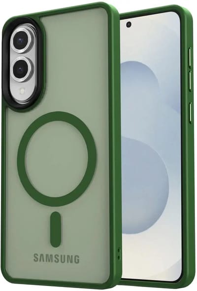 Hoesje Geschikt voor Samsung Galaxy S25 Edge - Compatibel met MagSafe / Qi2 - Matte Beschermhoes - Back Cover met Magneet - Groen