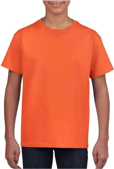 Oranje basic t-shirt met ronde hals - kinderen - unisex - katoen - 145 grams - Oranje shirts / kleding voor jongens en meisjes 104/110