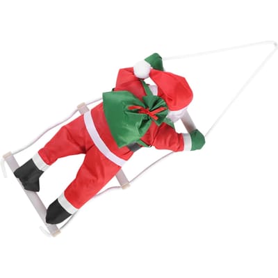 Décoration de sapin de Noël à suspendre pour intérieur/extérieur en forme de Père Noël grimpant red