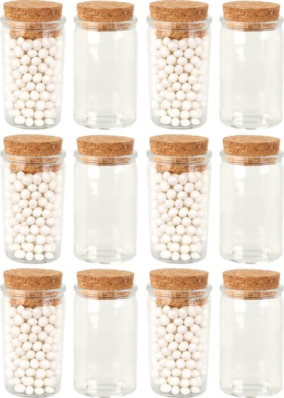 Bellatio Design Glazen flesjes met kurk dop - set 48x - transparant - glas - 50 ml - hobby/DIY - bedankje