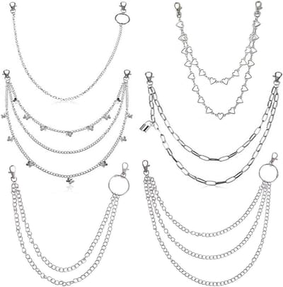 Solidchoice - Set van 6 Broekkettingen voor Dames, Hip Hop Accessoires