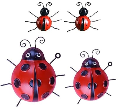 Decoratieve metalen lieveheersbeestjes - Set van 4 voor binnen en buiten