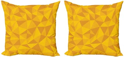 ABAKUHAUS Kussenhoes Set 2×40x40 – Dubbelzijdig Digitaaldruk – Geel Oranje