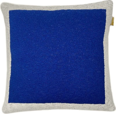 Solid knitted poster cushion blue