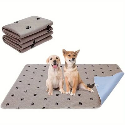 Huisdiermatten voor katten en honden - Eén stuk Wasbare en herbruikbare zachte hondenmat - Absorberende Training Pads voor Hondenbed - Absorberende en antislip geboortemat voor huisdieren（ Grijs 50*70cm ）