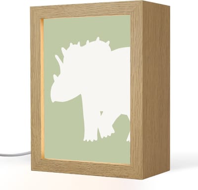 Nachtlampje 15x20 cm - Kinder lampje - Dino - Triceratops - Dinosaurus - Groen - Tafellamp kinderkamer - Slaapkamer lamp - Bedlamp kinderen - Kinderlampje stopcontact - Wandlamp babykamer - Nachtlampjes