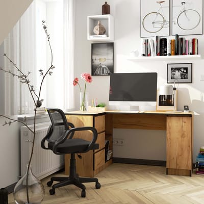 Hoekbureau Links B20 / Computerbureau / Computer Tafel / Bureautafel Links / Craft Eik / 155 x 77 x 85 cm