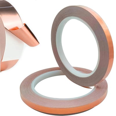 Conductieve koperen folie tape 8 mm x 20 m - EMI en HF afscherming, papiercircuits, elektrische reparatie, lassen, decoratie - 2 rollen