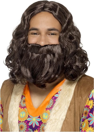 Smiffy's Verkleed baard - bruin haar - heren - baard en snor - carnaval - hippie/jezus