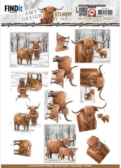 3D Push-Out - Amy Design - Sturdy Winter - Scottish Highlander