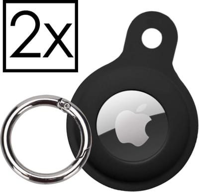Hoesje Geschikt voor Apple AirTag-Sleutelhanger Houder Siliconen Hoes - Hoes Geschikt voor Apple AirTag Hoesje - Zwart - 2 PACK