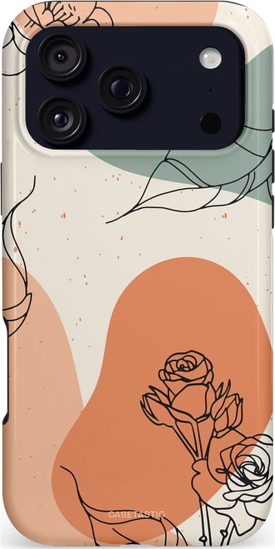 Casetastic hoesje geschikt voor Apple iPhone 17 Pro Max - MagSafe - Dubbellaagse bescherming - Lijnenspel roos - Fashion Case - Saliegroen Perzik Zand