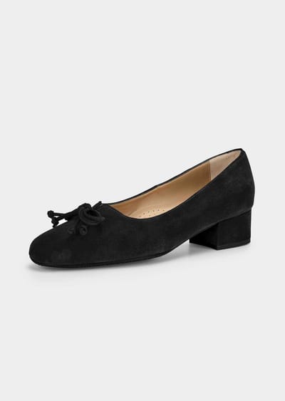 Pumps van suède met strik - zwart - Gr. 36 van Goldner Fashion