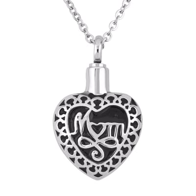 Quiges - RVS Ashanger - Urn - Hart - Moeder - Met - Verstelbare - Ketting 46 - 52cm - Asketting - As sieraad - SLSA013