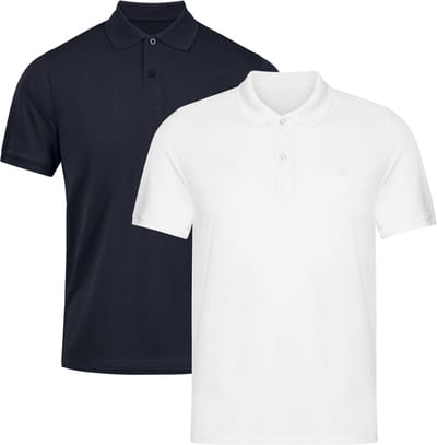 DANISH ENDURANCE Classic Fit Poloshirt Heren - biologisch katoen - 2-pack - Korte mouw - Wit/Marineblauw - Maat XXL