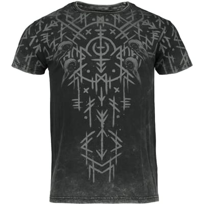 Black Premium by EMP T-shirt - Black Washed T-Shirt With Runes And Skulls - M tot XXL - voor Mannen - zwart