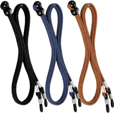 3-delige Unisex Brilkoord - Universele Leren Brillenketting, Verstelbare Antislip Brillenstrap voor Dames en Heren, Ideaal voor Brilbeveiliging en Comfortabel Draaggemak