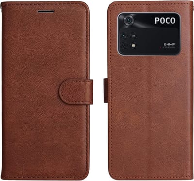 LuxeBass Hoesje geschikt voor Xiaomi Poco X4 Pro - Boekhoesje - Bruin - Portemonneehoesje gsm hoesje - telefoonhoes - telefoonhoesjes