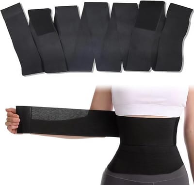 Daity Een corrigerende tailleband/shaping belt voor dames - 3 meter lang - verstelbaar - wikkelmodel - unisex (zwart).