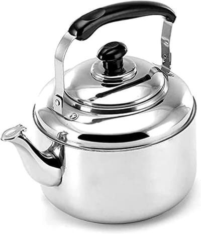 Camping Fluitketel - Theeketel Roestvrij Staal - Water Koken - Snel Gelijkmatige Warmte - 3L - Zilver