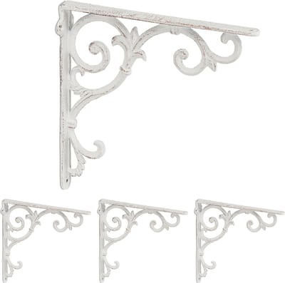 4x plankdrager antiek - schapdragers - planken dragers vintage - gietijzer - wit