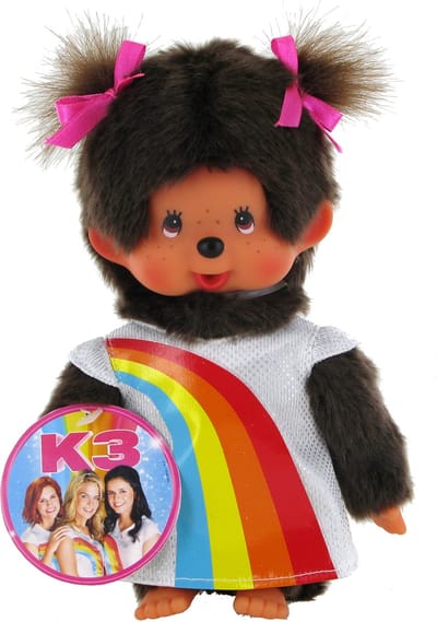 Monchhichi - K3 Meisje - Regenboogjurk - 20 cm