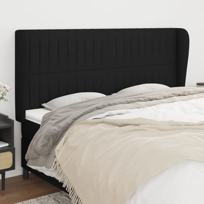 vidaXL - Hoofdbord - met - randen - 163x23x118/128 - cm - stof - zwart