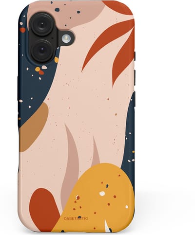 Casetastic hoesje geschikt voor Apple iPhone 16 - MagSafe - Dubbellaagse bescherming - Terravorm - Fashion Case - Zand Donkergrijs Perzik Okergeel