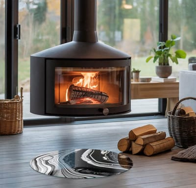 Coloray Vloerplaat Houtkachel - Plaat voor Onder Houtkachel - 50 cm x 50 cm - Open Haard Accessoires - Zwart en wit Vloerplaat Kachel - Vloerplaat Voor Kachel - Plaat onder Houtkachel - Kachel Onderplaat - Plaat Kachel