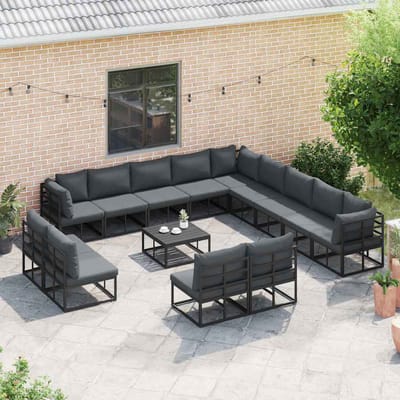 vidaXL - Tuinbank - Set - 13 - st - Zwart - Aluminium