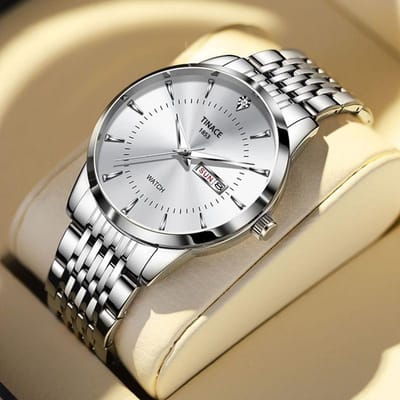 Engels Dubbele Kalender Automatisch Niet-mechanisch Horloge Heren Lichtgevend Waterdicht Zakelijk Casual Horloge one gray