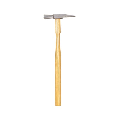 Horlogemakershamer – koplengte 80 mm – van vernikkeld staal met essenhouten steel – ca. 23 cm lang