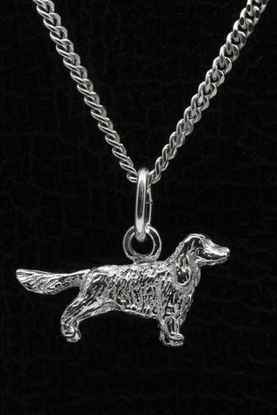 Zilveren Engelse cocker spaniel met staart ketting hanger - klein