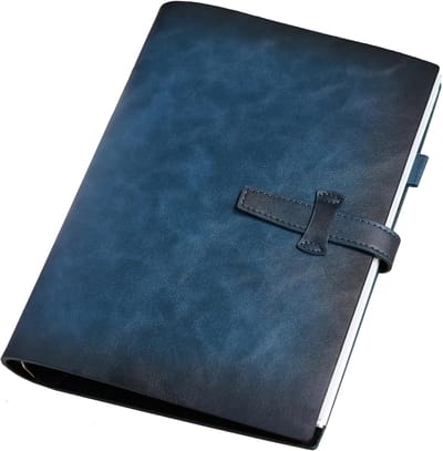 Leren Notitieboek A5 Navulbaar Met 6 Rings Binder 120 Gelijnde Pagina's Vintage Organizer Voor Schrijven Werk Studie Blauw