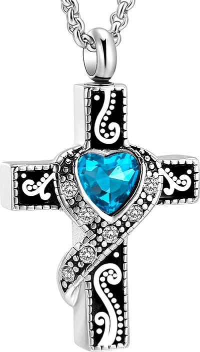 Luxe Ashanger - met Ketting - Voor As, Haren of Parfum - Assieraad - As Ketting - Gedenksieraad - Urn - Incl. As vuller en Opbergzakje - Blue Cross