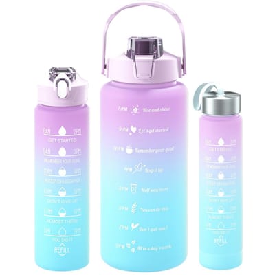 3 STKS 2000ml 800ml 280ml Gegradueerde Waterflessen Set Lichtgewicht Motiverende Actieve Waterfles Met Tijdmarkering Buitengebruik Fitness 2000ml 800ml 280ml