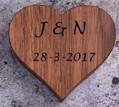 Ringdoosje hout gepersonaliseerd met uw eigen tekst! - aanzoek - bruiloft - verloving - huwelijksaanzoek - liefde - ring - hart vormig