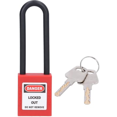 Industrieel veiligheidshangslot met 3 inch nylon balk, geïsoleerd en corrosiebestendig, technisch slot met 2 sleutels black