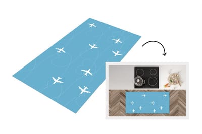 Keukenloper - Loper keuken - Vliegtuig - Hartje - Patronen - 120x60 cm - Keukenloper vinyl