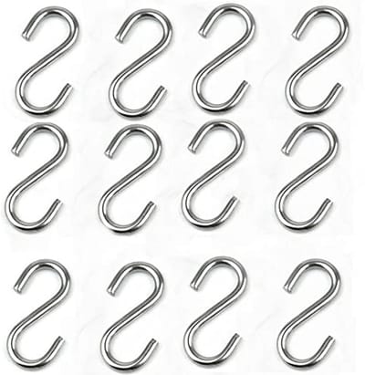 Heavy Duty S-haken - 316 Roestvrij Staal - 50mm, 12 Stuks voor Hangmatstandaard, Schommel en Tuinieren