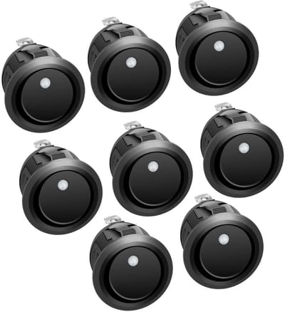 Tuimelschakelaar 8 Stuks 2-standen Met LED, DPST 3-pins Voor Auto Boot Huishoudelijke Apparaten 12V 20A