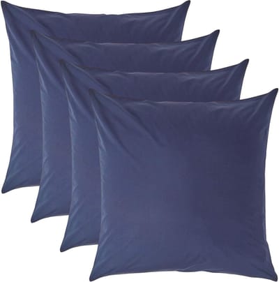 Homescapes Kussensloop 60x60 cm Set van 4 – Marineblauw – 100% Egyptisch Perkal Katoen – 200 TC