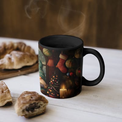 Magische Mok - Foto op Warmte Mokken - Koffiemok - Gnooms - Kerst - Raam - Kleurrijk - Magic Mok - Beker - 350 ML - Theemok