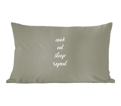 Sierkussens - Kussentjes Woonkamer - 50x30 cm - Spreuken - Cook eat sleep repeat - Quotes