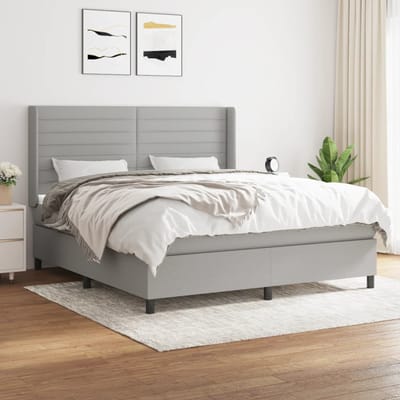 vidaXL - Boxspring - met - matras - stof - lichtgrijs - 160x200 - cm